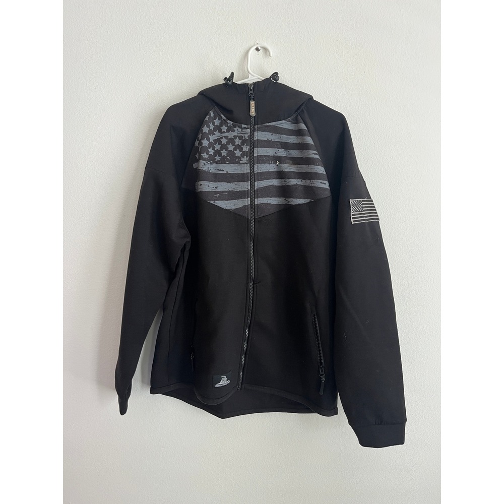 Freedom Industries Mens‎ XL Black American Flag Full Zip Tactical Hoodie Camo